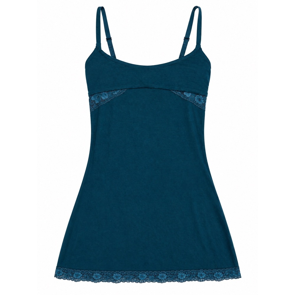 Victorias Secret Teal Lace Trim Modal Babydoll Chemise Sleepwear Size S
